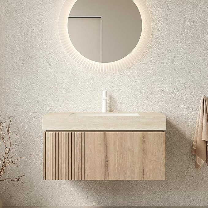 Ambrovina 36 inch Bathroom Vanity with Sink, Wall Mounted Storage Vanities with Drawer and Door, ... | Amazon (US)