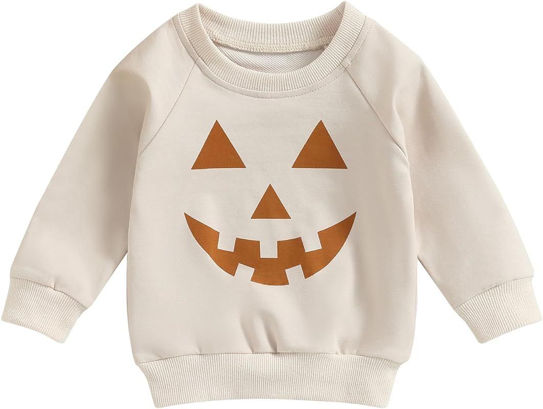 CREAIRY Newborn Toddler Baby Boy Girl Halloween Outfit Pumpkin Pullover Sweatshirt Long Sleeve T-... | Amazon (US)