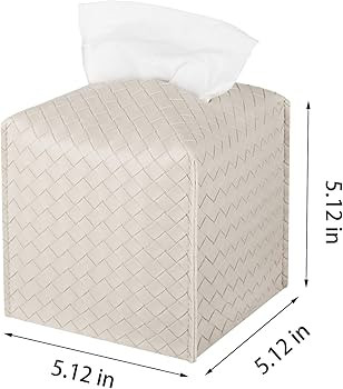 Tissue Box Cover PU Leather Tissue Holder Square Facial Tissue Case Facial Paper Organizer Dispen... | Amazon (US)