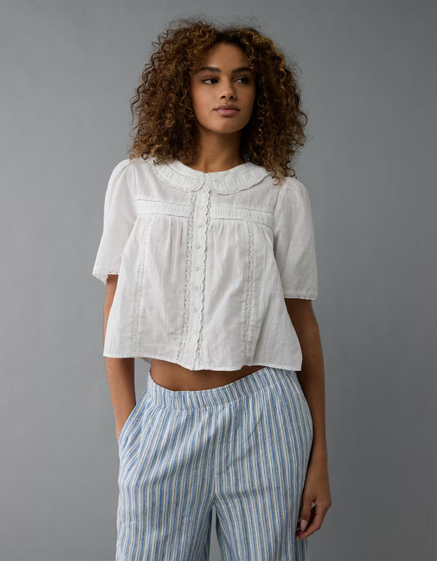 AE Collared Pintuck Blouse | American Eagle Outfitters (US & CA)