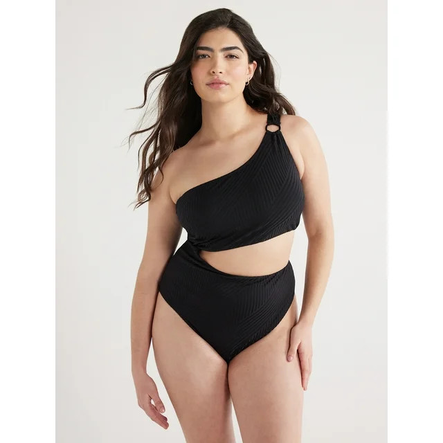 Jessica Simpson Women's Cutout One Shoulder One Piece Swimsuit, Sizes XS-XXL | Walmart (US)