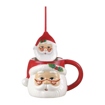 Mr. Christmas 16 oz. Ceramic Santa Mug and Ornament Set - Red | Target