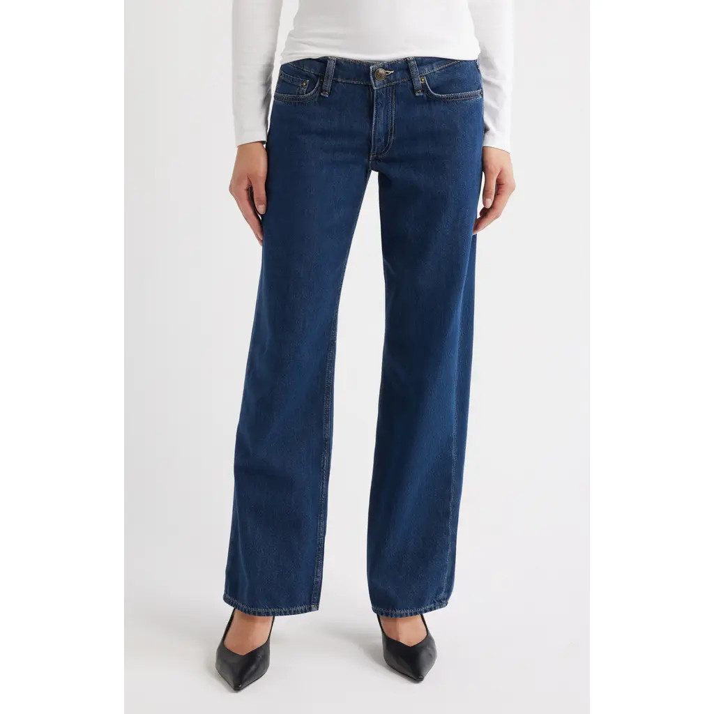 rag & bone Featherweight Saige Low Rise Full Length Relaxed Straight Leg Jeans in Well Brook at Nordstrom, Size 30 | Nordstrom