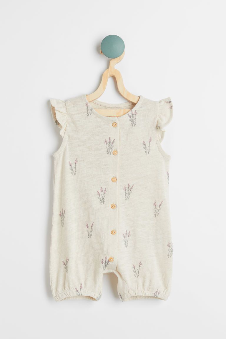 H & M - Patterned Romper Suit - Beige | H&M (US + CA)