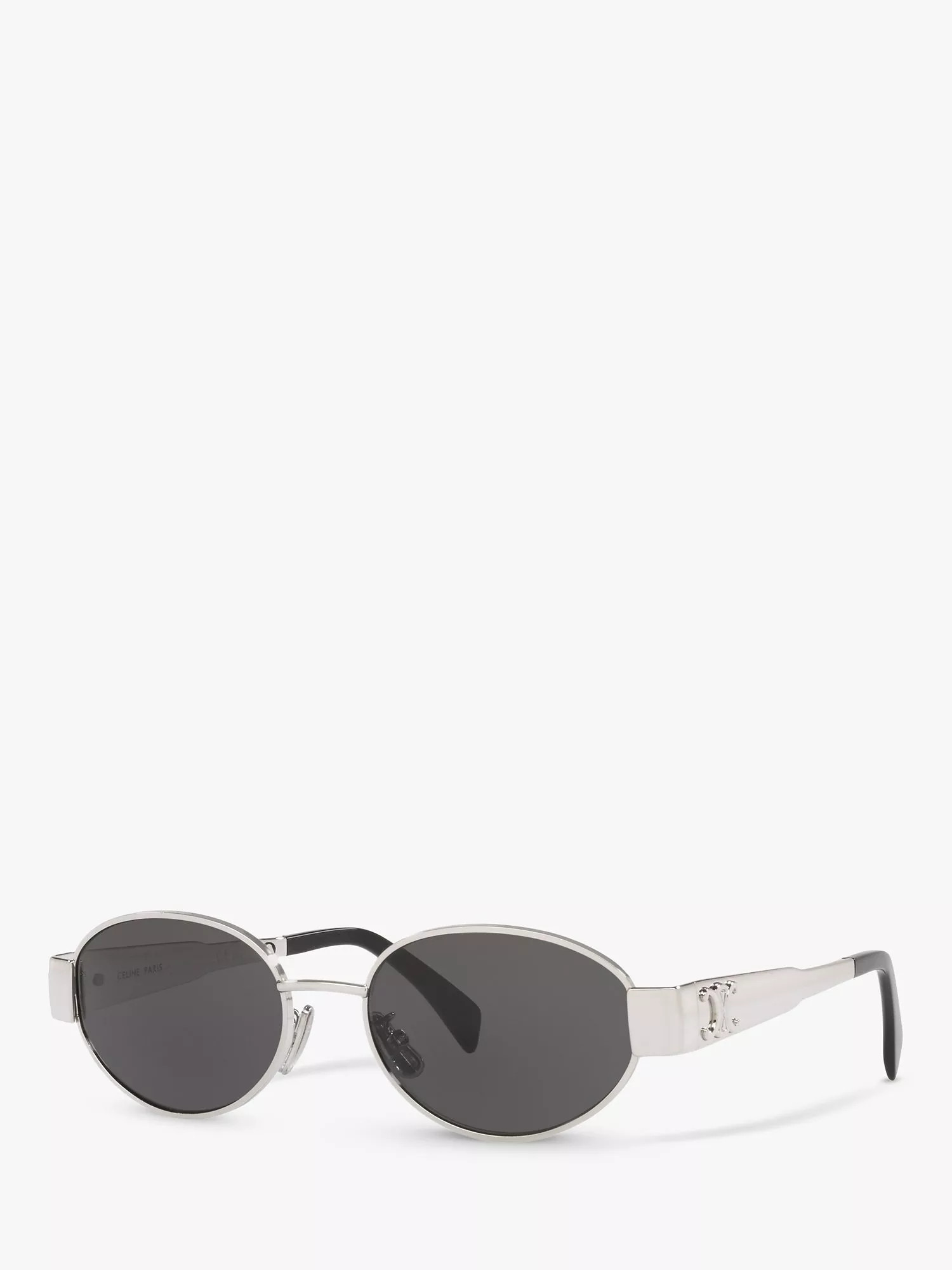 CL40235U Women's Oval Sunglasses, Silver/Grey | John Lewis (UK)
