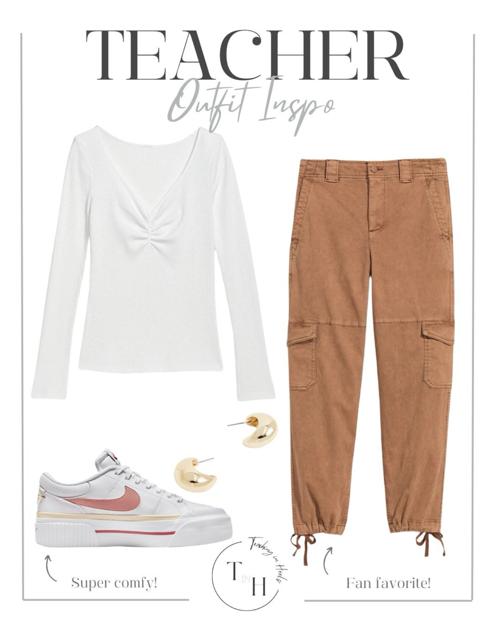 Womens cargo pants  cinch front tshirt  platform sneakers   faux suede sneakers  gold earrings  causal ootd   teacher outfit  teacher style  teacher work style workwear  business casual  business office outfit  teacher ootd  teacherfit  ootd trendteacher  teacher outfits  teacher ootd  teacher outfit ideas  


#LTKstyletip #LTKMostLoved #LTKGiftGuide