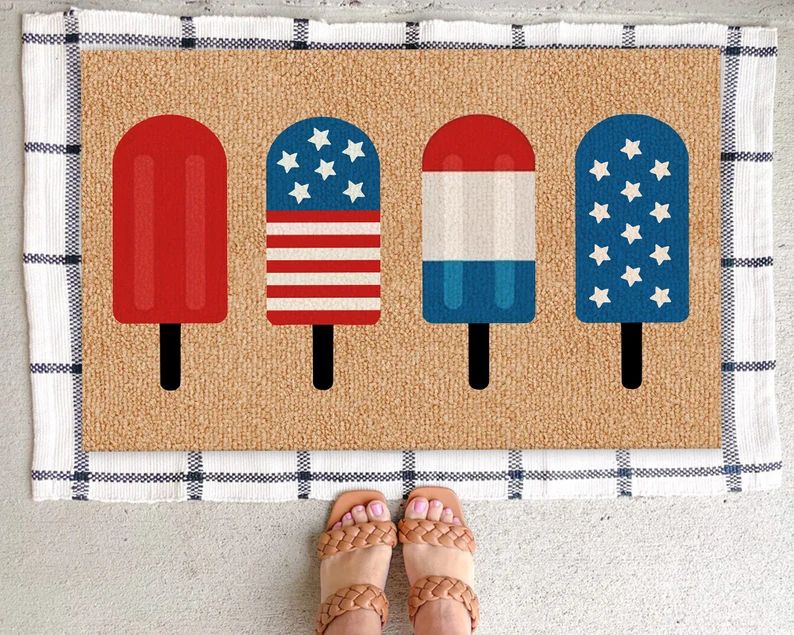 Funny USA Popsicles Doormat, Summer Doormat, 4th of July Doormat, Patriotic Mat, Red White and Bl... | Etsy (US)