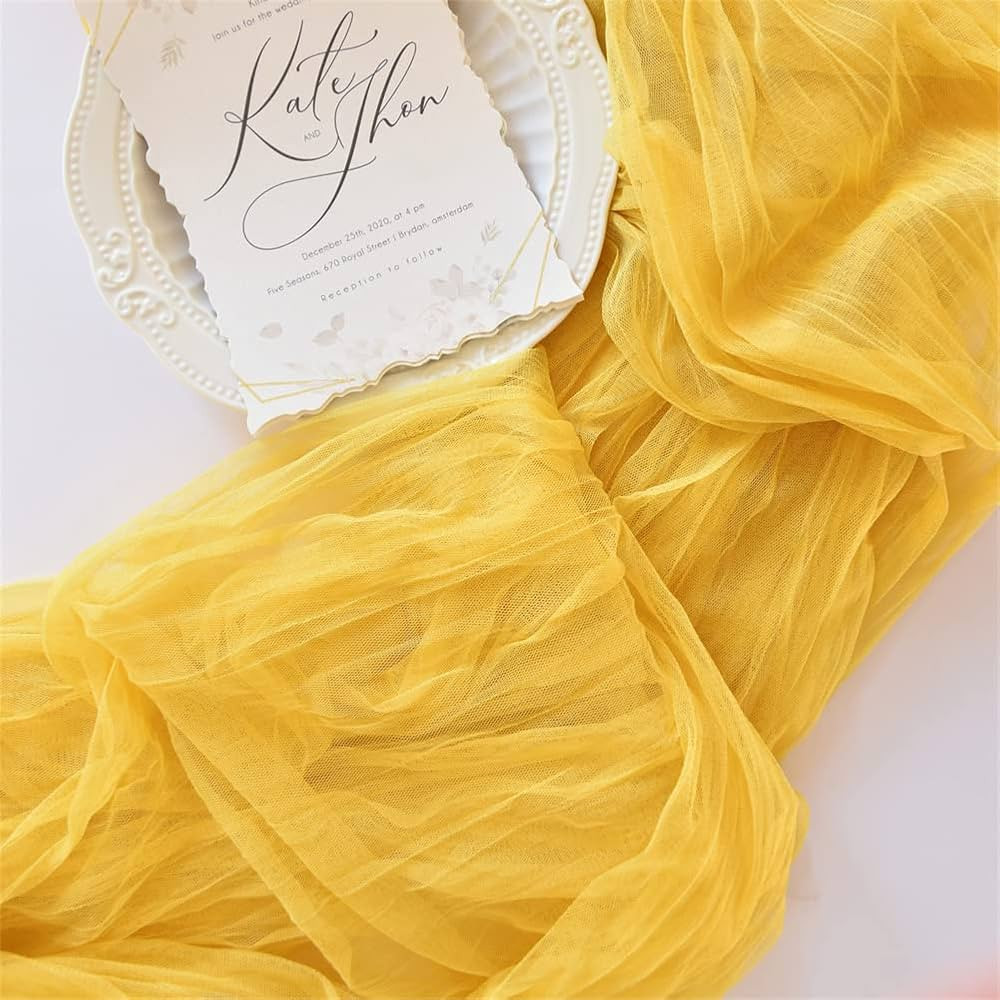 Joanlody Yellow Cheesecloth Table Runner 10Ft Rustic Gauze Tablecloth 38x120 Inches Boho Backdrop... | Amazon (US)