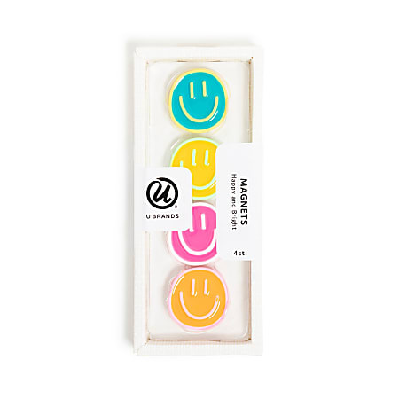 U Brands Smiley Face Magnets Assorted Colors Set Of 4 Magnets - Office Depot | Office Depot and OfficeMax 