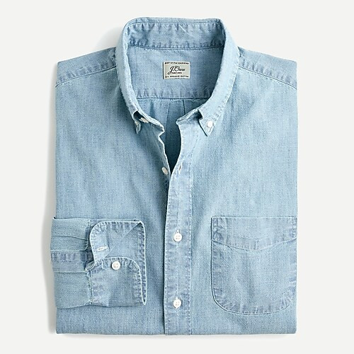 Slim stretch organic cotton chambray shirt in light wash | J. Crew US
