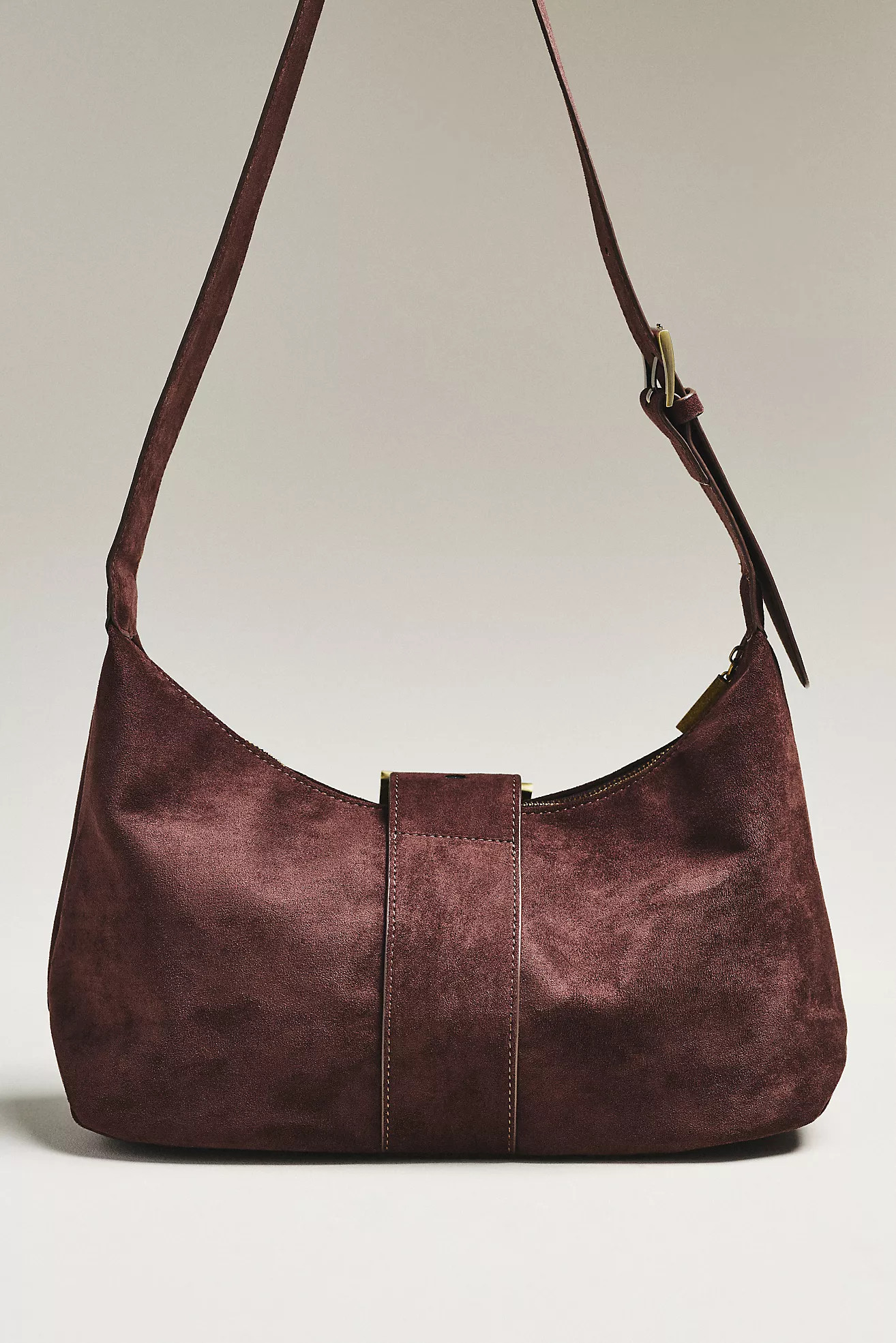 Faux Suede Big Buckle Slouchy Shoulder Bag | Anthropologie (US)