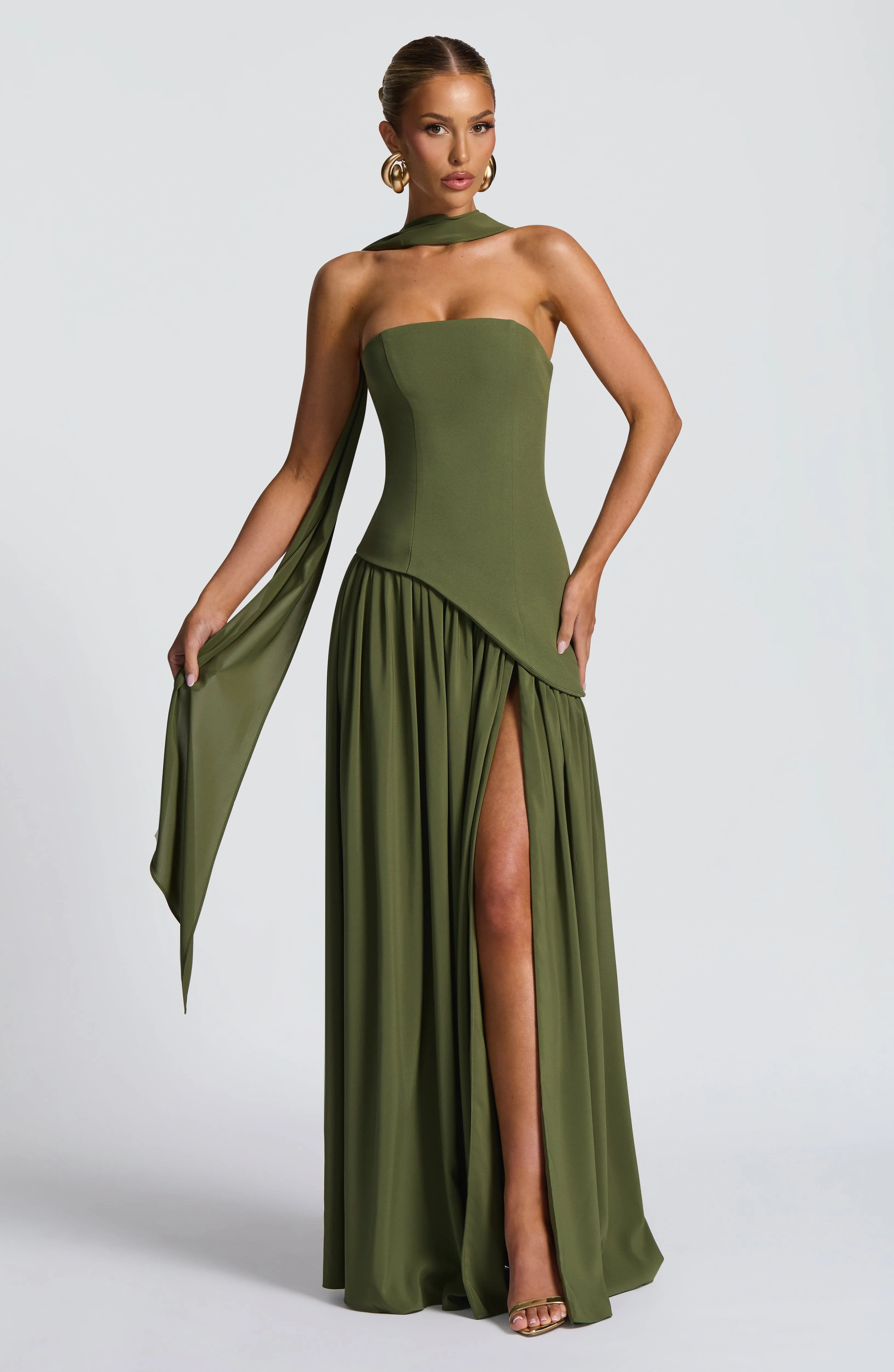 Maliyah Maxi Dress - Khaki | Babyboo (global)