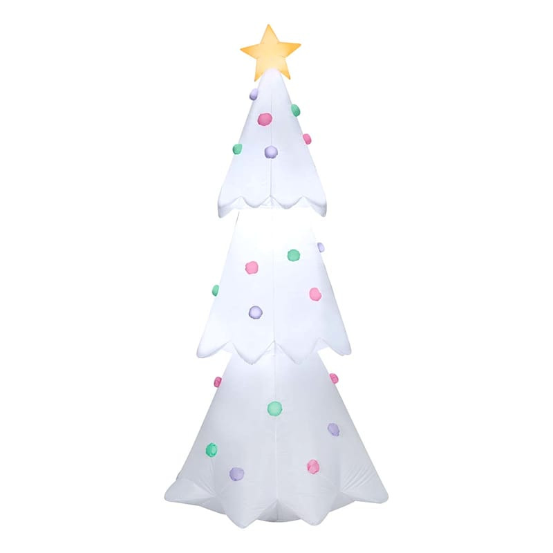Mrs. Claus' Bakery Inflatable White Christmas Tree with Ornaments, 8' | At Home