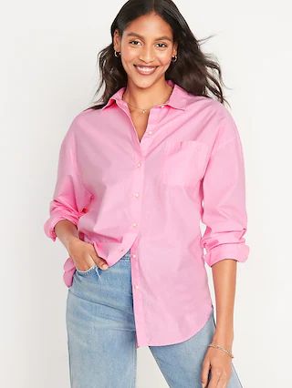 Oversized Boyfriend Long-Sleeve Shirt for Women | Old Navy (US)