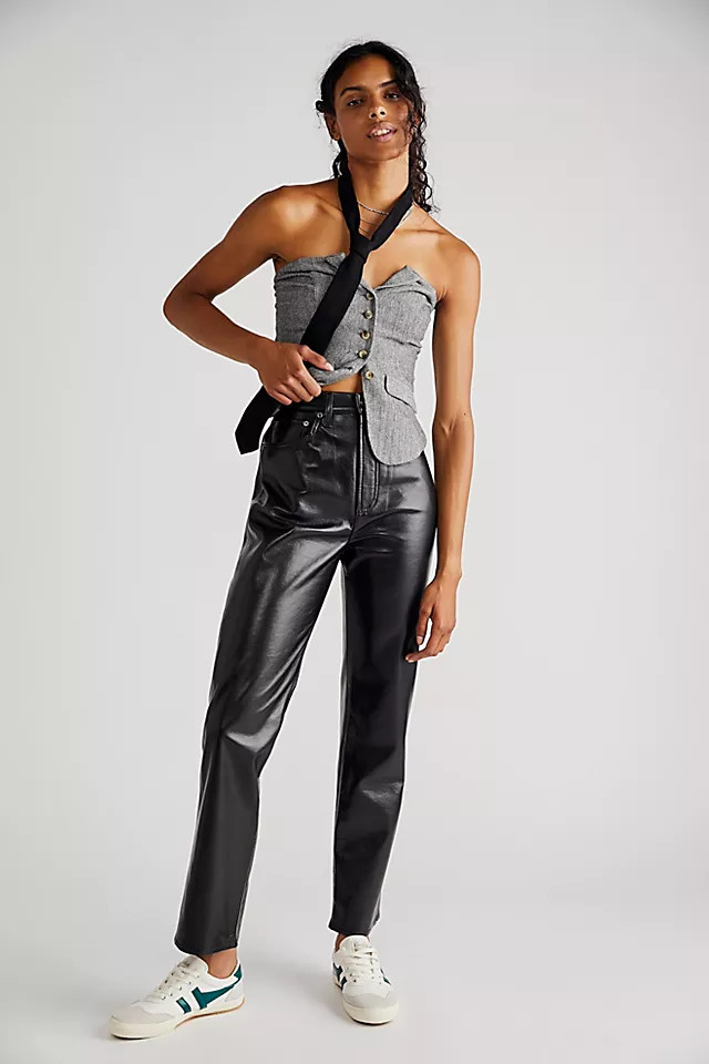 AGOLDE Recycled Leather 90's Pinch Waist Pants | Free People (Global - UK&FR Excluded)