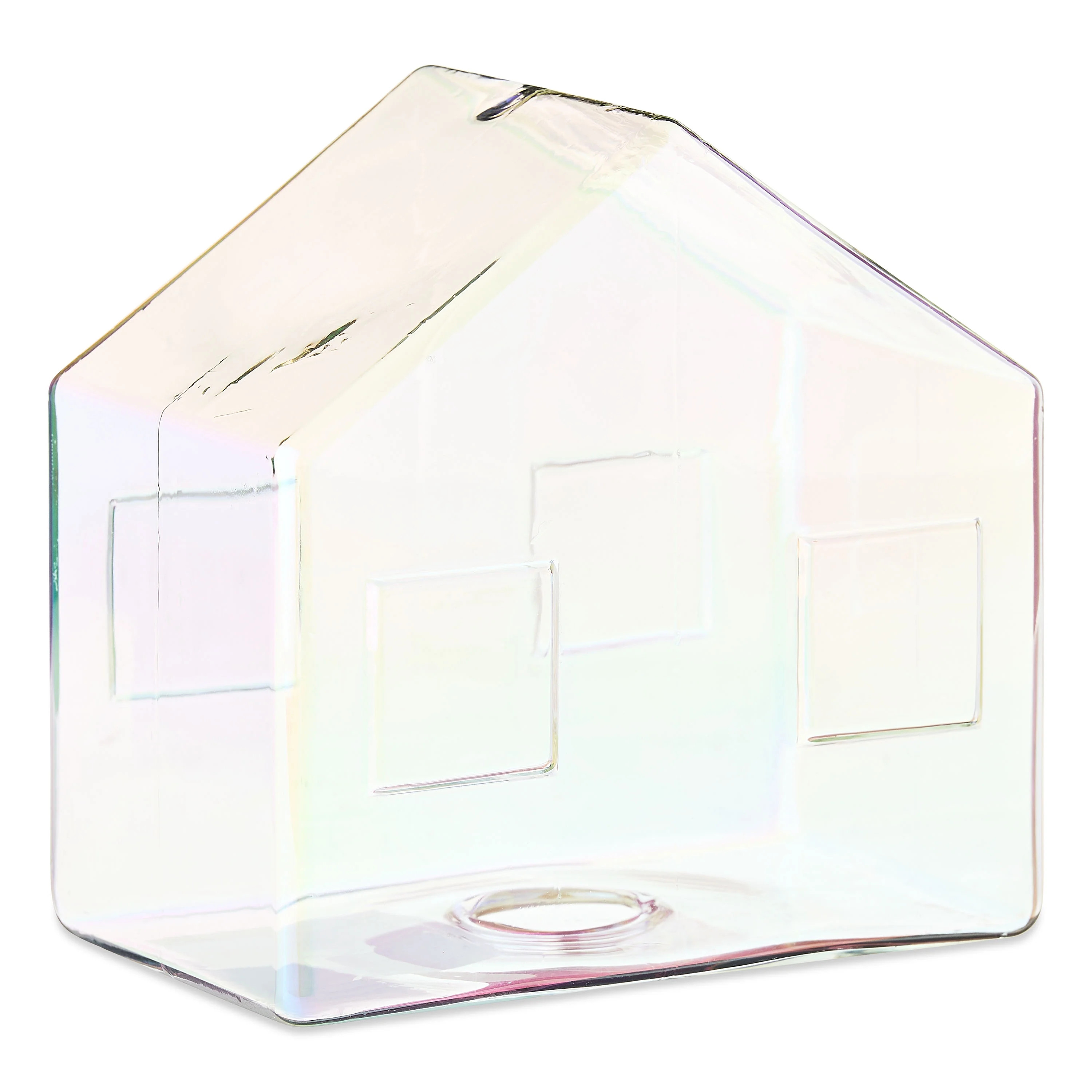 Small Iridescent Glass House Christmas Tabletop Decoration, Clear, 5", by Holiday Time | Walmart (US)