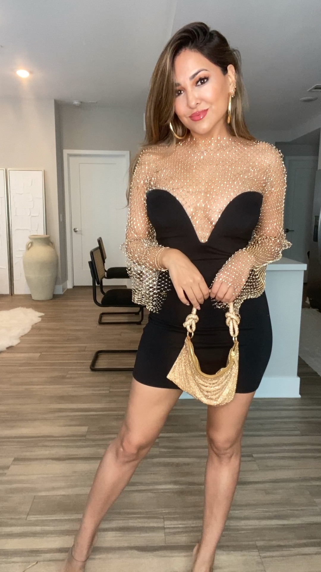 GRWM: Holiday Inspo Pt. VI — Perfect For NYE✨

Outfit Details:
dress — @revolve size small
crystal top — @showpo color gold
lip gloss — @diorbeauty color raspberry 
earrings — @saintliz 
bag — @cultgaia 
shoes — @schutz
perfume — kkw fragrances (no longer available)

#LTKstyletip #LTKU #LTKHoliday