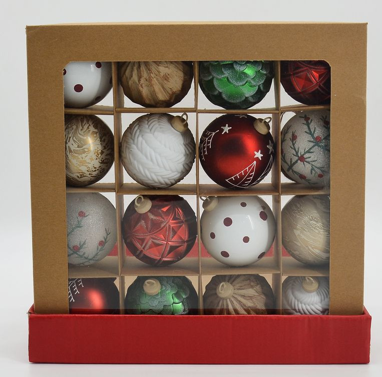 Holiday Time Green, White, Red & Gold Christmas Tree Sphere Shaped Unlit Hanging Ornament Assortm... | Walmart (US)