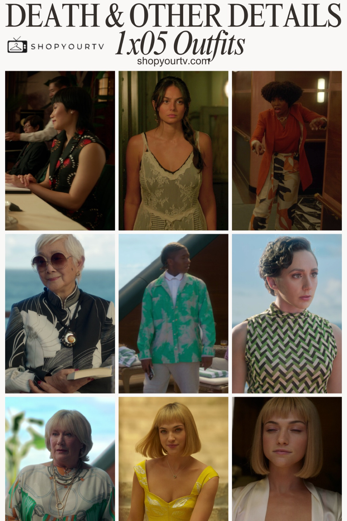 Find out where the outfits from 1x05 of Death & Other Details are from 
More characters/info/shows at shopyourtv.com