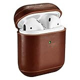AirPods Case, ICARER Genuine Airpods Leather Case (The Front LED Visible) Wireless Charging Cover fo | Amazon (US)