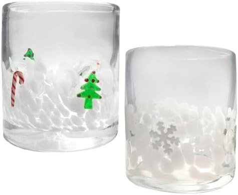 2 Pcs Christmas Icon Juice Cups 16 oz Cute Icon Juice Glasses Double Old Fashioned Hand Blown Dri... | Amazon (US)