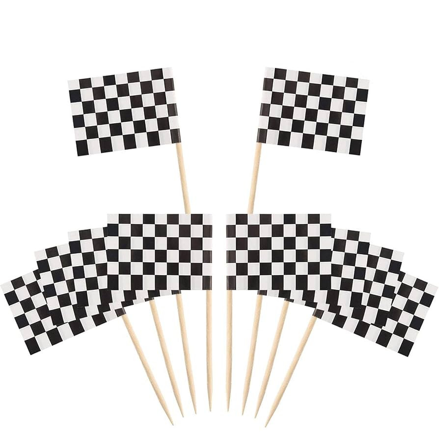 Pangda 100 Pack Checkered Racing Flag Toothpicks Cupcake Picks Toothpick Flag Dinner Race Car Cak... | Amazon (US)