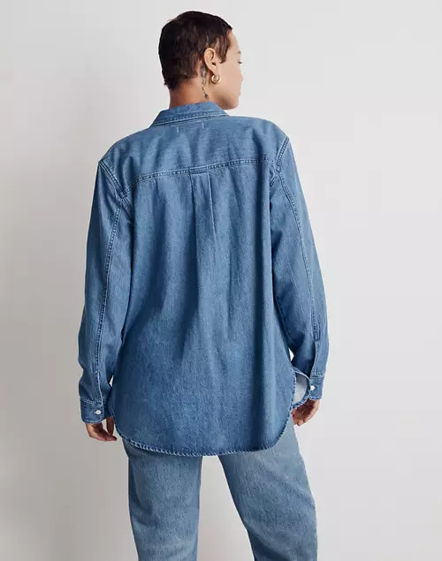 Denim Button-Down Collar Oversized Shirt in Cranover Wash | Madewell