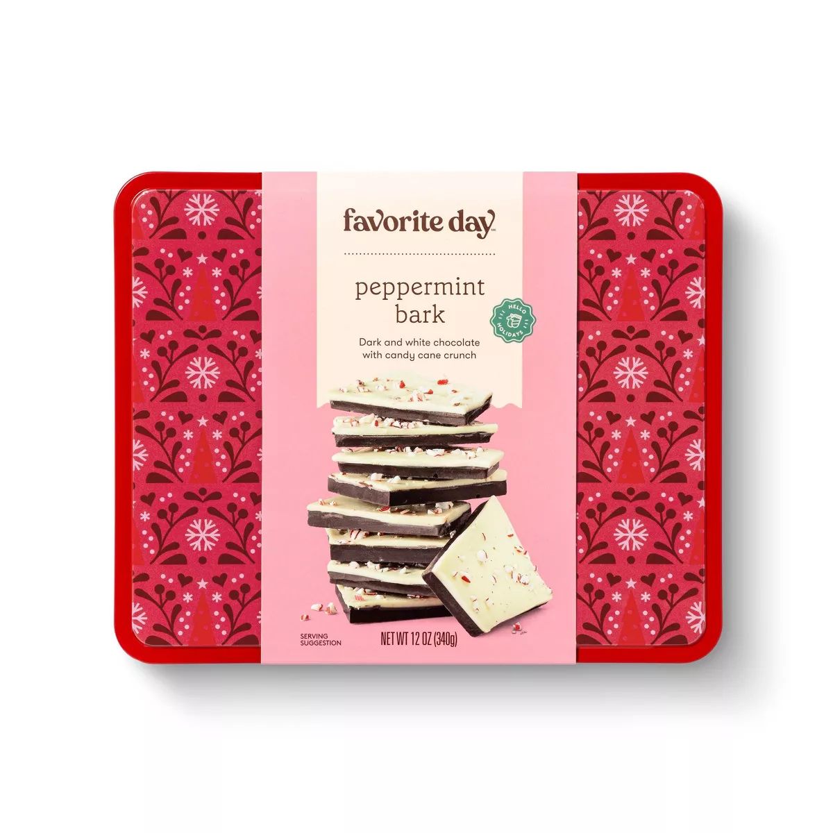Holiday Semi-Sweet and White Chocolate Peppermint Bark with Candy Cane Bits Tin - 12oz - Favorite... | Target