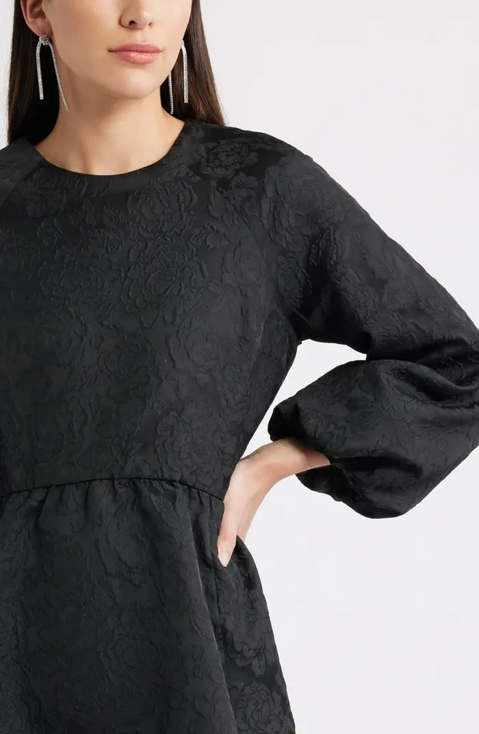 Long Sleeve Jaquard Minidress | Nordstrom