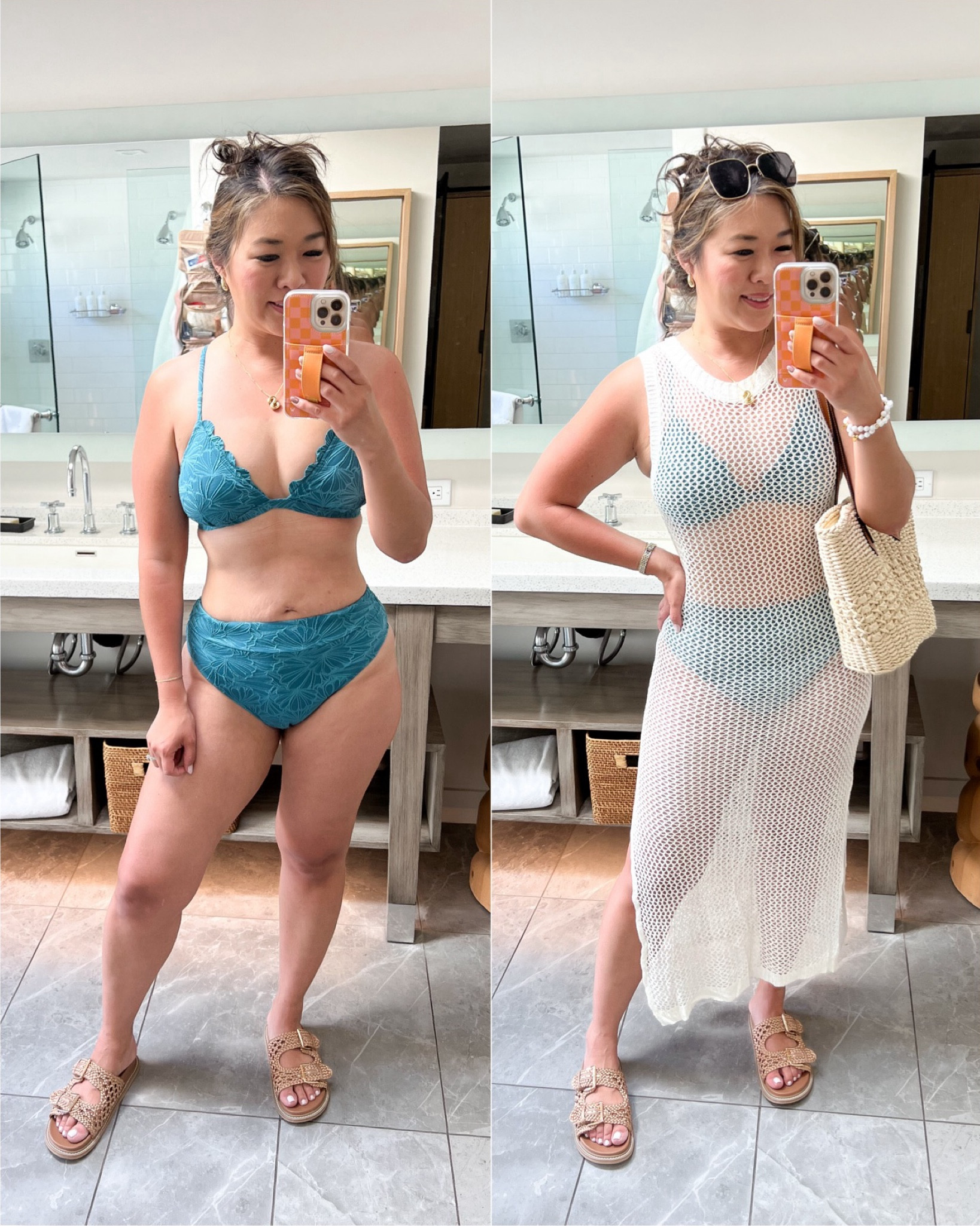 Cupshe Swimsuit: Medium
Crochet Coverup Dress: One Size
Sandals: TTS  