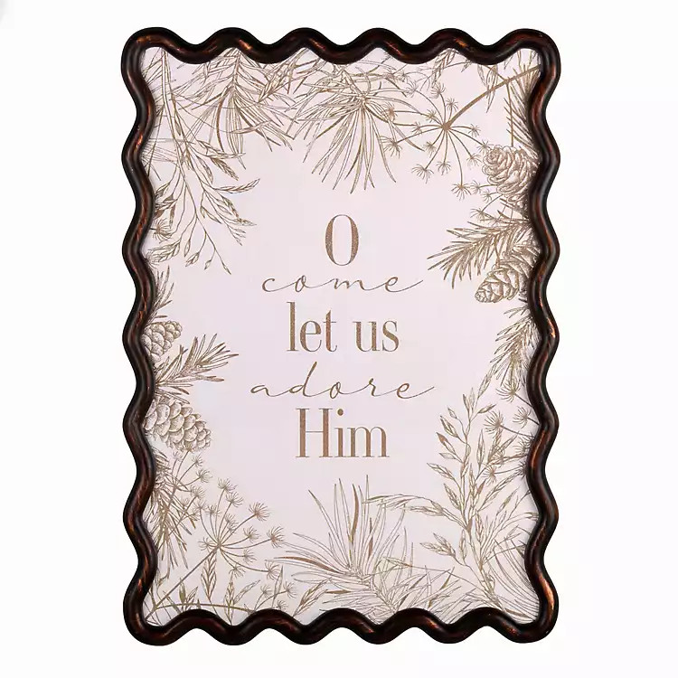 New! Let Us Adore Him Wavy Framed Wall Plaque | Kirklands