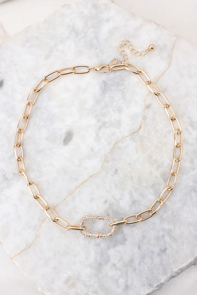 Brilliant Sparkles Gold Chain Necklace | Red Dress 