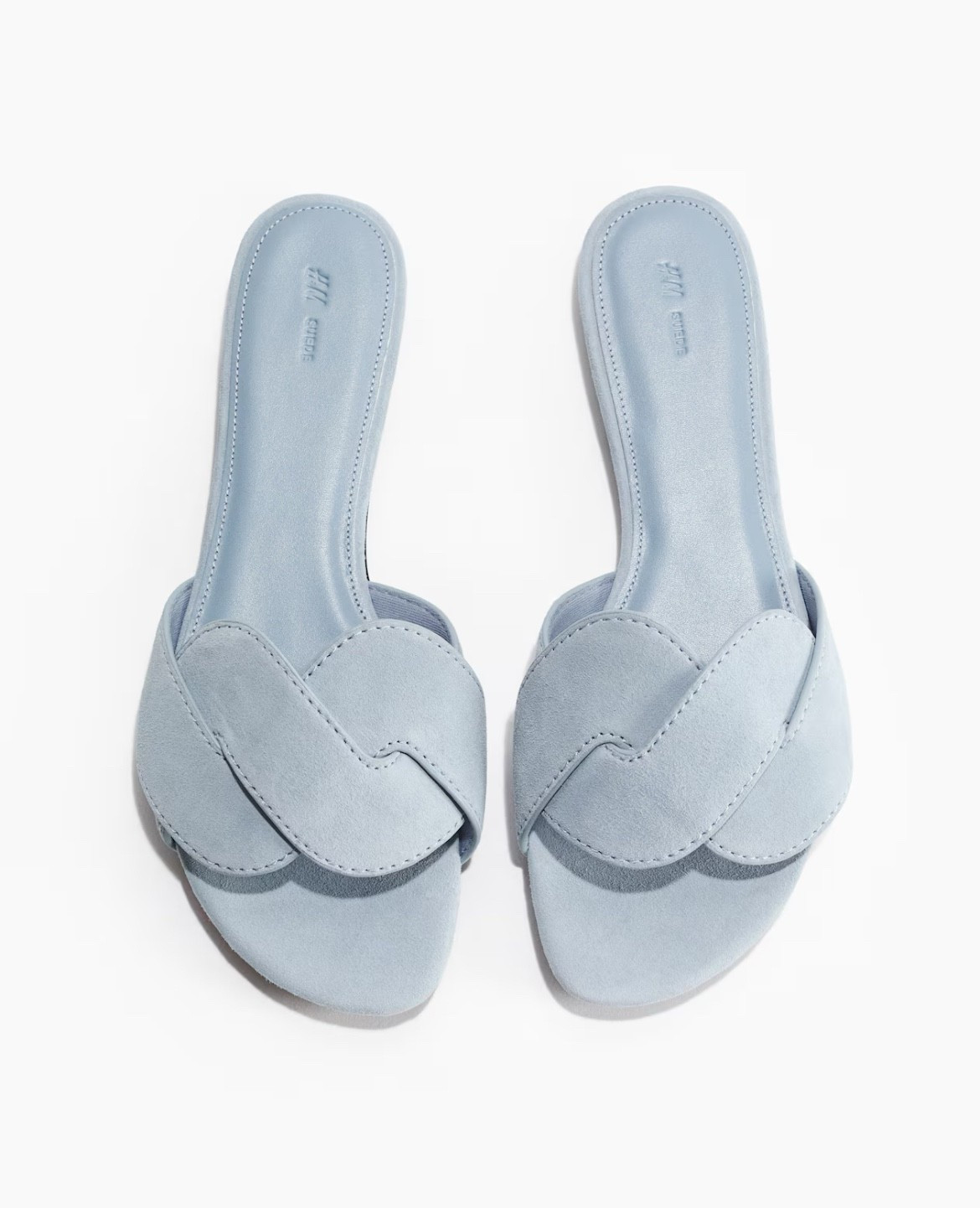 Powder blue suede slide sandals 

#LTKSeasonal