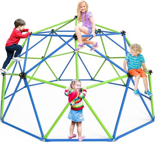 GIKPAL Climbing Dome, 10FT Dome Climber for Kids 3 to 10 Outdoor Play Equipment, Supports Up to 1000lbs Jungle Gym, Anti-Rust, Easy Assembly, Gift for Kids, Blue+Green | Amazon (US)