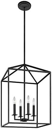 Sea Gull Lighting 5115004-839 Perryton Medium Four-Light Hall/Foyer Hanging Modern Fixture, Black... | Amazon (US)