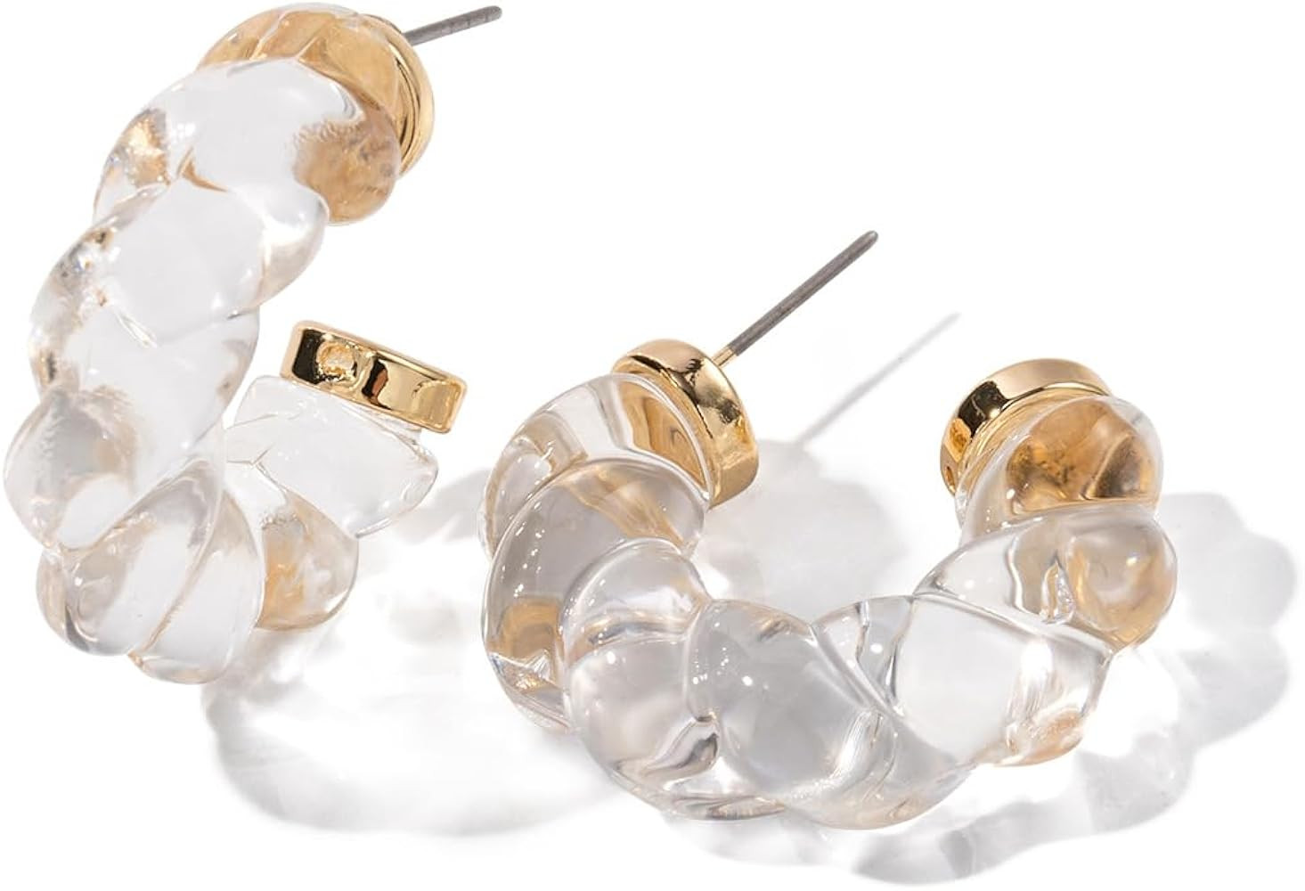 Unique Clear Transparent Lucite Resin Small Hoop Earrings for Women Acetate Acrylic Chic Dainty L... | Amazon (US)