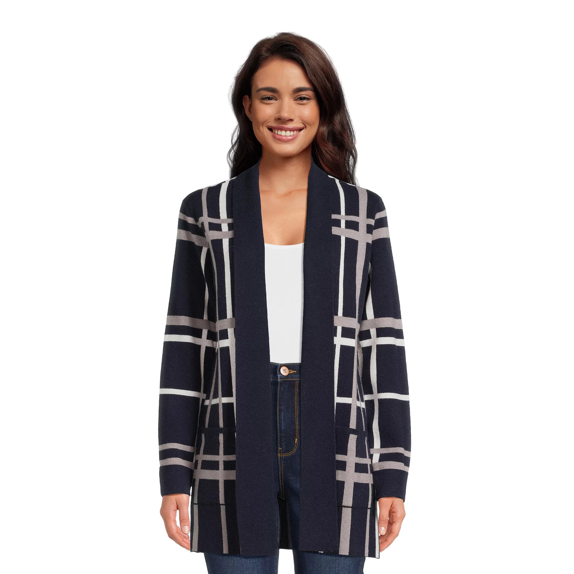 99 Jane Street Women's Open Front Cardigan Sweater with Long Sleeves, Midweight, Sizes XS-XXXL | Walmart (US)