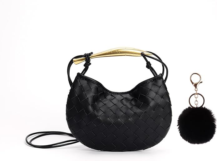 govzkls Hand Knitted Hobo Handbag Soft Leather PU Women Lightweight Fashion Dumpling Clutch | Amazon (US)