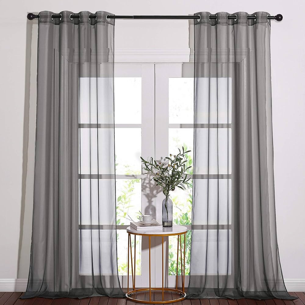 NICETOWN Sheer Curtains 108" Extra Long - Grommet Top Soft Voile Texture Window Draperies for Vil... | Amazon (US)