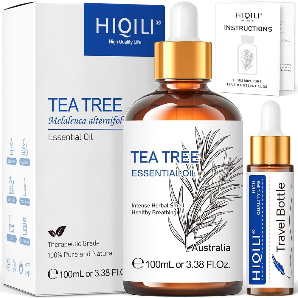 HIQILI Tea Tree Essential Oil (100 ML), 100% Pure for Toenail Fungus, Hair Damage, Add to Shampoo... | Amazon (US)
