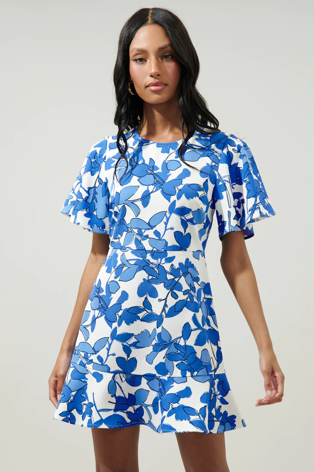 Khol Floral Flouncy Mini Dress | Sugarlips