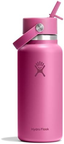 Hydro Flask Water Bottle - Insulated Stainless Steel - Wide Mouth Flex Straw Lid, Non Spill, Leak... | Amazon (US)