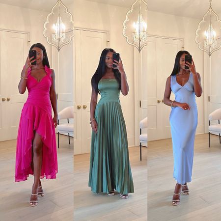 #ad Spring wedding guest dresses from Abercrombie! These dresses are absolutely stunning in person. Will definitely be wearing them to some weddings this season. I’m wearing an xs in all 3! @abercrombie #AbercrombiePartner 

#LTKGala #LTKwedding #LTKSpringSale