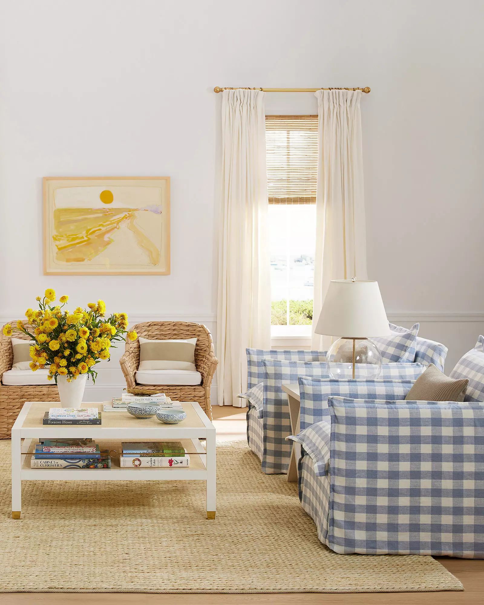 Beach House Chair - Coastal Blue Classic Gingham Linen | Serena and Lily