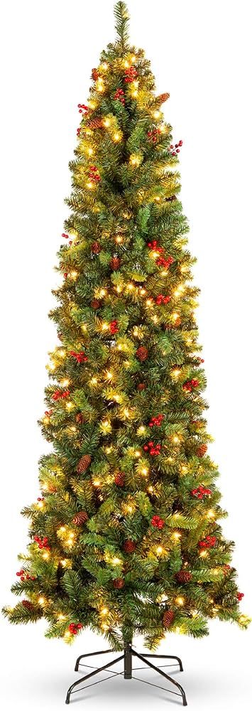 Best Choice Products 9ft Pre-Lit Spruce Pencil Christmas Tree Pre-Decorated for Home, Office, Par... | Amazon (US)