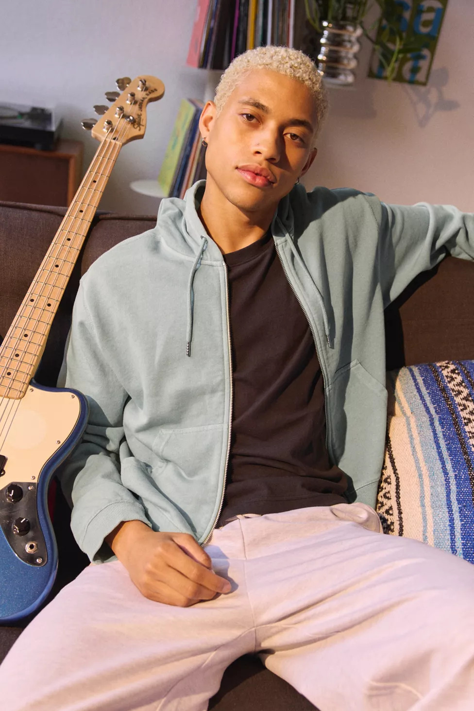 BDG Bonfire Solid Zip-Up Hoodie Sweatshirt | Urban Outfitters (US and RoW)