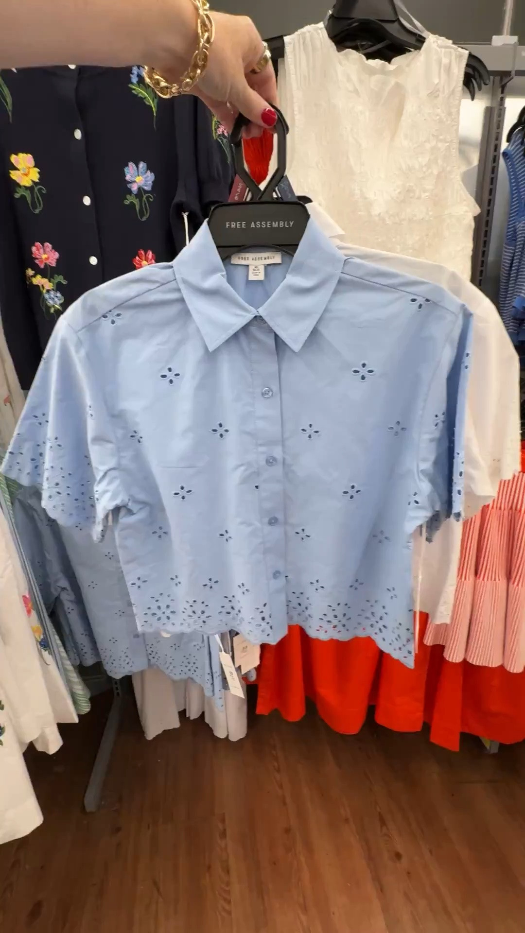 Walmart eyelet button up top

#LTKootd