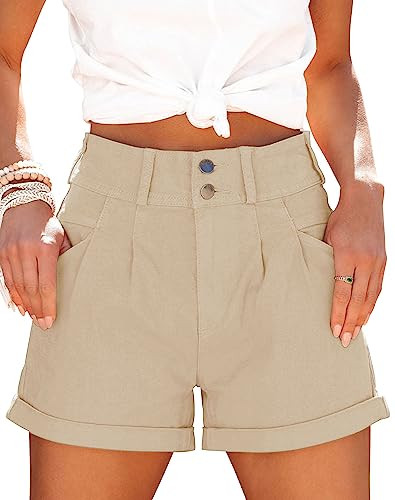 Womens Relaxed Fit Casual High Waist Pocketed Denim Shorts | Amazon (US)