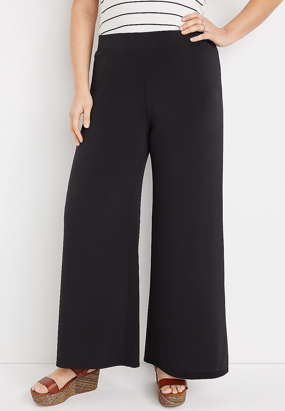 Plus Size Black High Rise Wide Leg Pant | Maurices