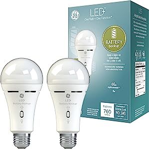 GE Lighting LED+ Backup Battery LED Light Bulb, Rechargeable Emergency Light Bulb for Power Outag... | Amazon (US)